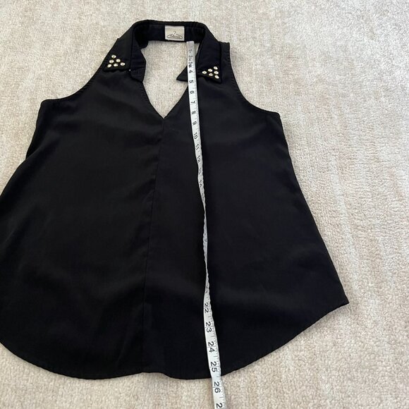 3 for $6 Solemio Sleeveless Black Studded Cutout Back Flowy Blouse Top S - Picture 5 of 7